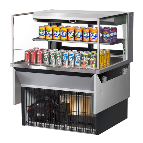 Turbo Air TOM-36L-UFD-S-2SI-N Drop-In Horizontal Open Display Case 7.5 cu ft Self-Contained Refrigeration