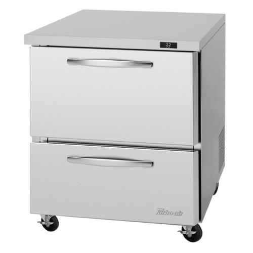 Turbo Air PUR-28-D2-N PRO Series Undercounter Refrigerator 27-1/2W x 30D x 30-1/2H 6.8 cu ft Stainless Steel