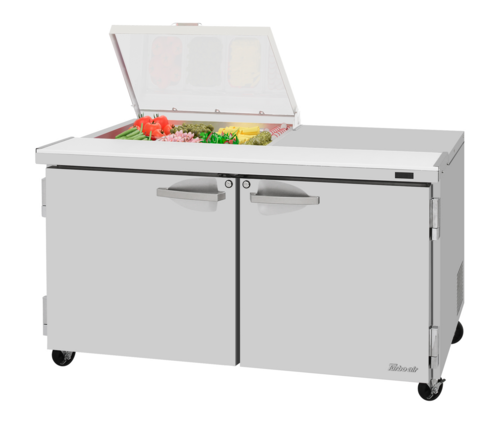 Turbo Air PST-60-08S-N-FCL PRO Series Sandwich Salad Prep Work Station with Flat Clear Lid and Self-Contained Compressor