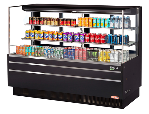Turbo Air TOM-72L-UFD-WB3S-N Horizontal Open Display Merchandiser 23.4 cu ft Capacity Self Contained Refrigeration