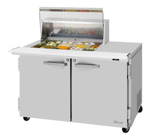 Turbo Air PST-48-12M-N-CL PRO Series Sandwich Salad Mega Prep Work Station with Clear Lid and Self-Contained Compressor