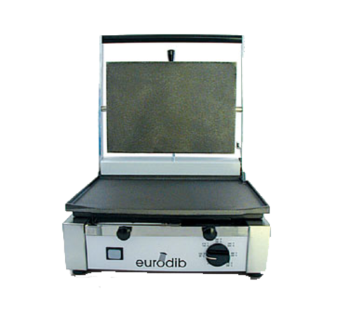 Eurodib CORT-F-110 Flat Top Panini Grill: Seasoned Cast Iron, 14.5" x 10", 1800W