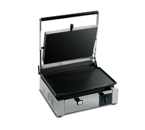 Eurodib CORT-L-110 Panini Grill: Ribbed Top, Flat Bottom, 14.5" x 10" Seasoned Cast Iron Plate