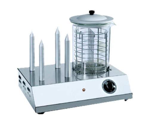 Eurodib USA HOTDOG Hot Dog Steamer & Bun Warmer with 6" Stainless Steel Basket and Pyrex Container