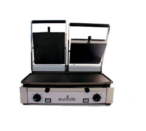 Eurodib PDM3000 Double Panini Grill with Flat/Ribbed Plates, 19.7" x 10", 3000W