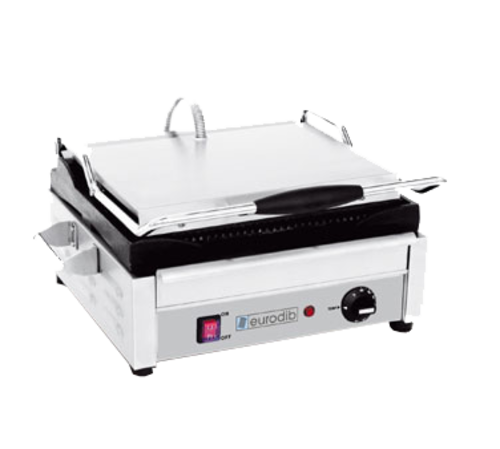 Eurodib SFE02345-120 Panini Machine: 14" x 10" Cast Iron Plates, Adjustable Thermostat