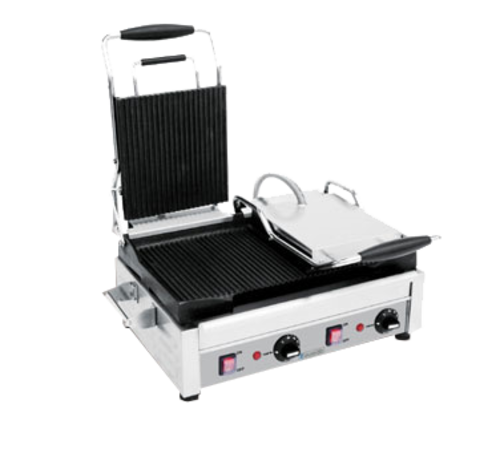 Eurodib USA Eurodib SFE02365-240 Double Ribbed Panini Grill with Adjustable Thermostats