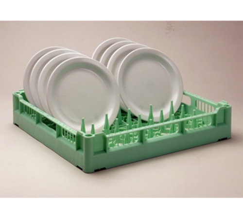 Lamber Commercial Plastic Dishwasher Plate Rack, Holds 12-18 Plates, 19.75"x19.75"x4"H, Green