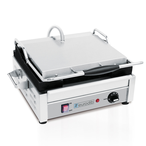 Eurodib SFE02340-120 Panini Machine: Single, Cast Iron Plate, 14" x 10", Adjustable Thermostat