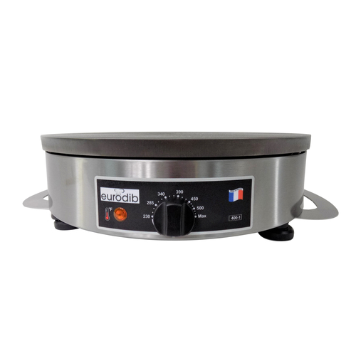 Eurodib CEEB41-120 Electric Crepe Maker with 15.9" Cast Iron Griddle and 60 Crepes Per Hour Capacity