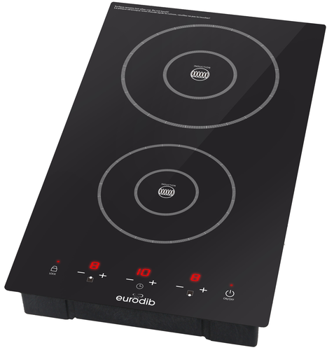 Eurodib DDI3100 Induction Range: Double Burner, 4-3/4" - 10-1/4" Compatible Pan, Digital Timer
