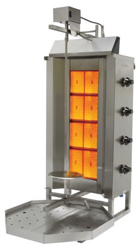 Eurodib VGB4 Vertical Broiler (Gyro): Natural Gas, (4) Double Burners, Variable Heat Control