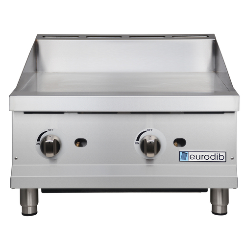 Eurodib T-G24 Professional Gas Griddle: 24" x 20" Polished Steel Surface