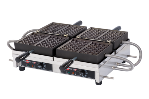 Krampouz WECCHBAT Double Liege Waffle Maker with Patented Easy Clean System, 4x7 Waffle Capacity, 180° Opening