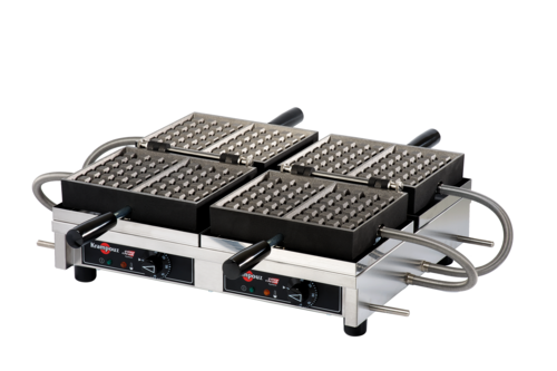 Krampouz WECCBBAT Double Brussels Waffle Maker: 4x6 Grids, Cast Iron, 180° Opening