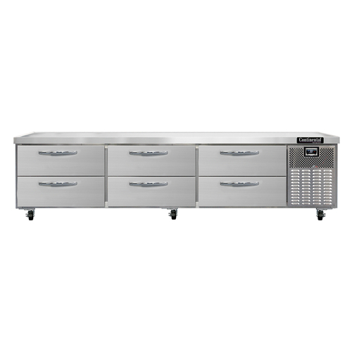 Continental Refrigerator D108GN Refrigerator Griddle Stand with Stainless Steel Top and Six Drawers for Food Storage