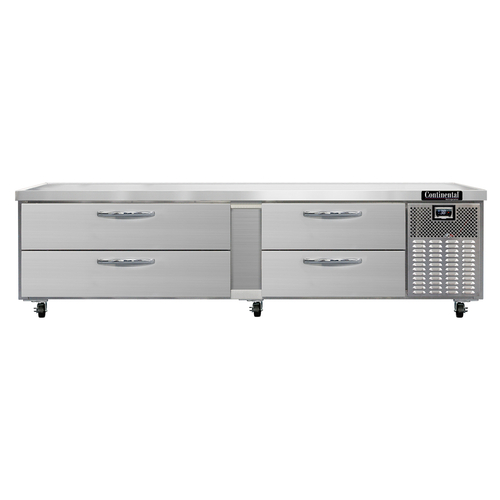 Continental Refrigerator D96GN Griddle Stand with Drawers Stainless Steel Top Self Contained Refrigeration