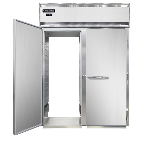 Continental Refrigerator D2FINSSRT Designer Line Freezer Roll-Thru Two-Section Stainless Steel Self-Contained 1-1/4 HP