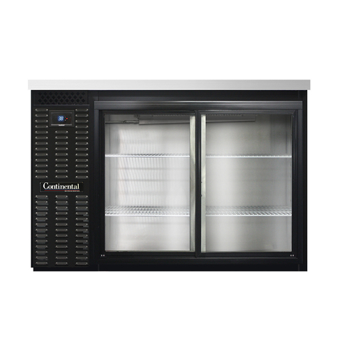 Continental Refrigerator BB50SNSGD Refrigerated Back Bar Cooler 50 Inch Shallow Depth Stainless Steel Sliding Glass Doors