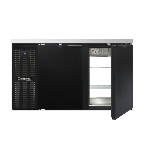 Continental Refrigerator BB59SNPT Refrigerated Back Bar Cooler 59W 34-3/4H 15 cu ft Stainless Steel Top Black Enamel
