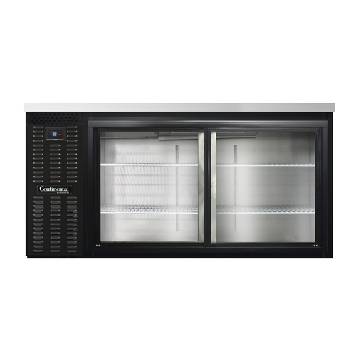 Continental Refrigerator BB69SNSGD Refrigerated Back Bar Cooler 69W Shallow Depth Stainless Steel Top 18 Cubic Feet