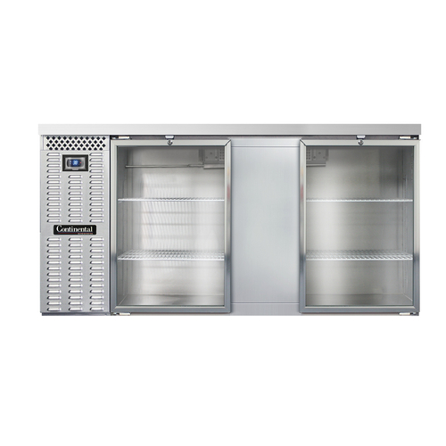 Continental Refrigerator BB69SNSSGD Refrigerated Back Bar Cooler 69W Stainless Steel 18 Cubic Feet Glass Doors