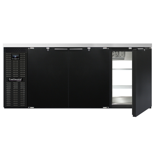 Continental Refrigerator BB79NPT Refrigerated Back Bar Cooler 79W 34-3/4H 28 cu ft Stainless Steel Top 6 Doors