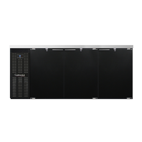 Continental Refrigerator BB79SN Refrigerated Back Bar Cooler 79W 34-3/4H 22 cu ft Stainless Steel Top 3 Doors
