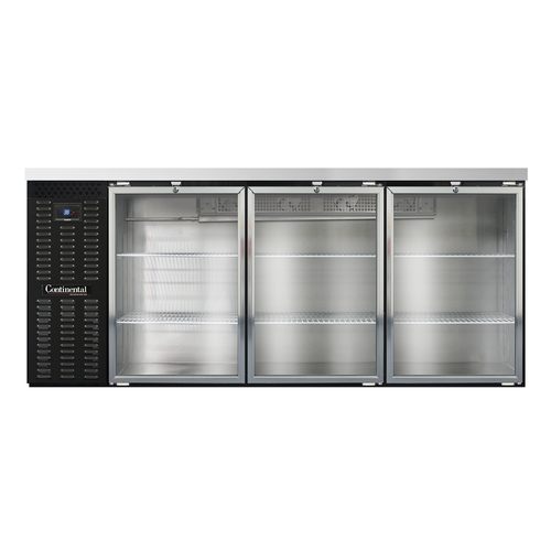 Continental Refrigerator BB79SNGD Refrigerated Back Bar Cooler 79 inch Shallow Depth Stainless Steel 22 Cubic Feet