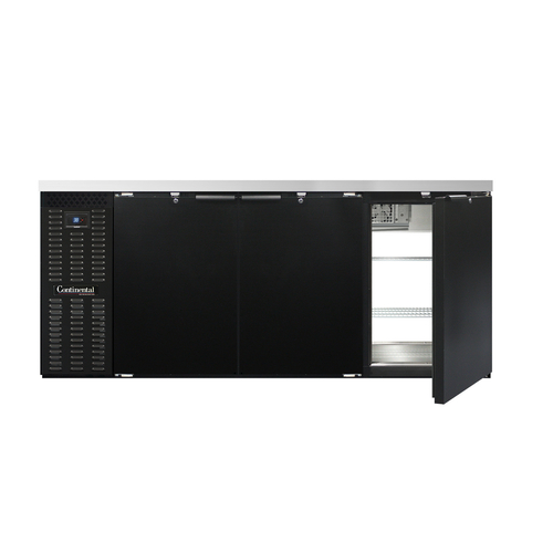 Continental Refrigerator BB79SNPT Refrigerated Back Bar Cooler 79 inch Shallow Depth Stainless Steel 22 cu ft