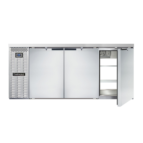 Continental Refrigerator BB79SNSSPT Refrigerated Back Bar Cooler 79 inch Shallow Depth Stainless Steel 22 cu ft