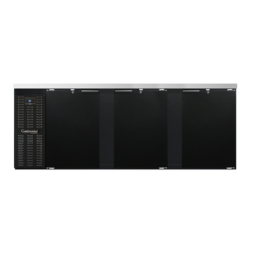 Continental Refrigerator BB90SN Refrigerated Back Bar Cooler 90 inch Shallow Depth Stainless Steel 25 cu ft 3 Doors