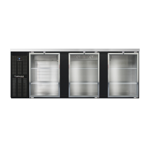 Continental Refrigerator BB90SNGD Refrigerated Back Bar Cooler 90 inch Shallow Depth 25 cubic feet Stainless Steel