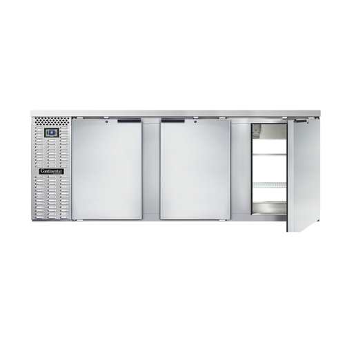 Continental Refrigerator BB90SNSSPT Refrigerated Back Bar Cooler 90 inch Shallow Depth Stainless Steel 25 cu ft