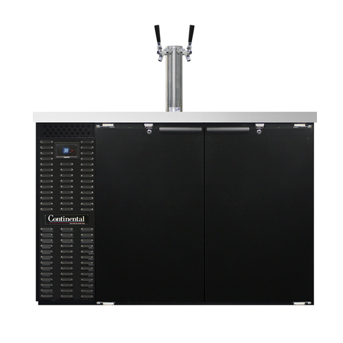 Continental Refrigerator KC50SN Keg Cooler 50W 13 cu ft Front Breathing Stainless Steel Top 2 Faucets Black Enamel