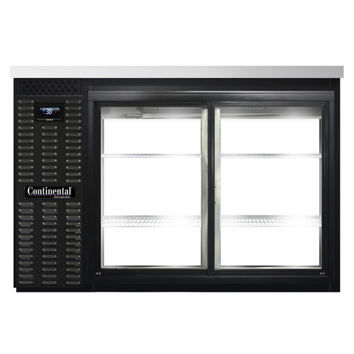 Continental Refrigerator BB50NSGDPT Refrigerated Back Bar Cooler 50W Pass-Thru Stainless Steel Sliding Glass Doors