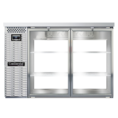 Continental Refrigerator BB50NSSGDPT Refrigerated Back Bar Cooler 50W Stainless Steel 16 Cubic Feet 4 Glass Doors