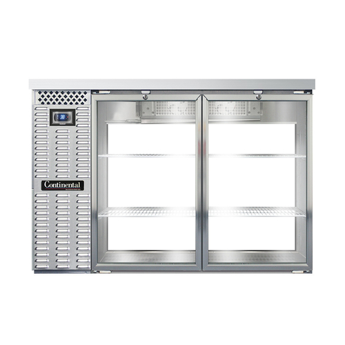 Continental Refrigerator BB50SNSSGDPT Refrigerated Back Bar Cooler 50 inch Shallow Depth Stainless Steel 13 Cubic Feet
