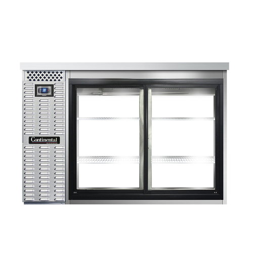 Continental Refrigerator BB50SNSSSGDPT Refrigerated Back Bar Cooler 50 inch Shallow Depth Stainless Steel Sliding Glass Doors