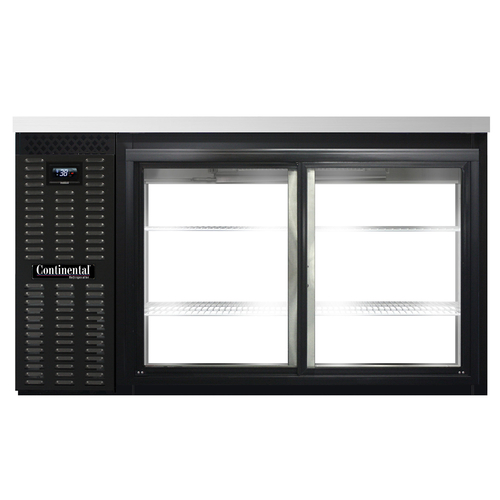 Continental Refrigerator BB59NSGDPT Refrigerated Back Bar Cooler 59W Pass-Thru Stainless Steel Sliding Glass Doors