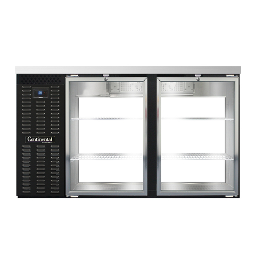 Continental Refrigerator BB59SNGDPT Refrigerated Back Bar Cooler 59 inch Shallow Depth Pass Thru 15 Cubic Feet