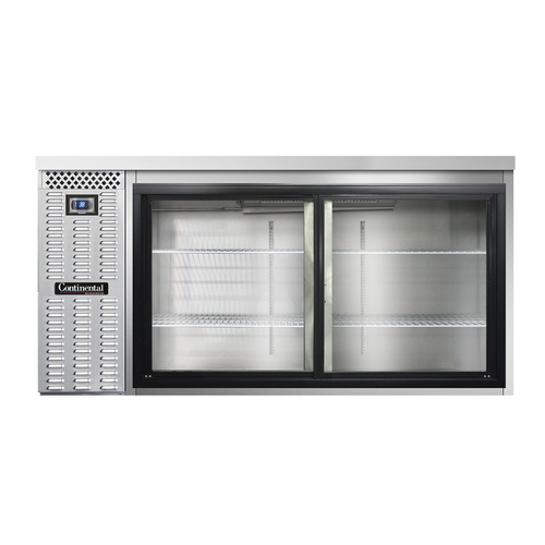 Continental Refrigerator BB69SNSSSGD Refrigerated Back Bar Cooler 69W Stainless Steel Sliding Glass Doors 18 Cubic Feet
