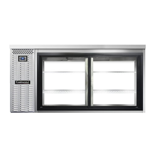 Continental Refrigerator BB69SNSSSGDPT Refrigerated Back Bar Cooler 69W Stainless Steel Sliding Glass Doors 18 Cubic Feet