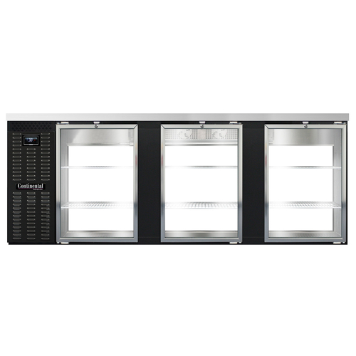 Continental Refrigerator BB90NGDPT Refrigerated Back Bar Cooler 90 Inch Pass Thru 35 Cubic Feet Stainless Steel