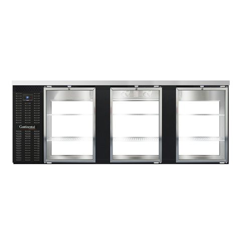 Continental Refrigerator BB90SNGDPT Refrigerated Back Bar Cooler 90 inch Shallow Depth 25 cubic feet Stainless Steel