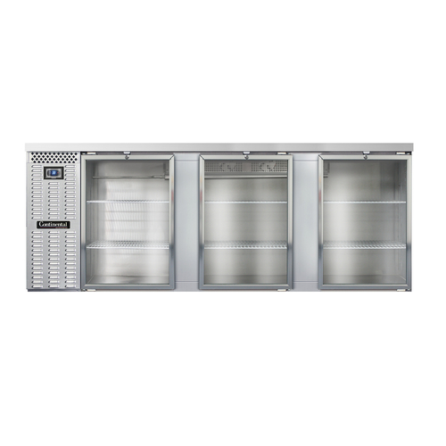Continental Refrigerator BB90SNSSGD Refrigerated Back Bar Cooler 90 inch Shallow Depth Stainless Steel 25 Cubic Feet