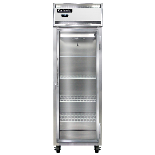 Continental Refrigerator 1FNGD Freezer Display One Section Self Contained Aluminum Stainless Steel Hinged Glass Door