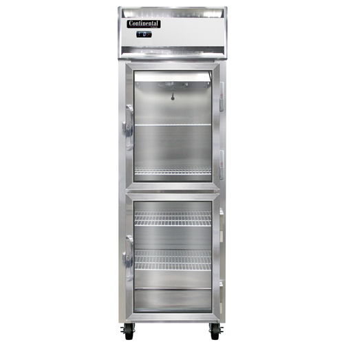 Continental Refrigerator 1FNGDHD Freezer Display One Section Self Contained Aluminum Stainless Steel Glass Doors