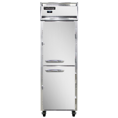 Continental Refrigerator 1FNSAHD Freezer Reach-In One Section Self-Contained Stainless Steel Half-Height Doors
