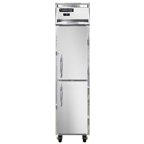 Continental Refrigerator 1FSENHD Slim Line Freezer Reach-In 17-3/4W One-Section Stainless Steel Half-Height Doors